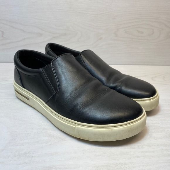 Birkenstock Shoes - Birkenstock Womens 8 39 Oswego Slip On Sneaker Black Leather Cork Footbed Casual